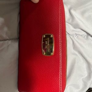 Michael Kors red zip wallet